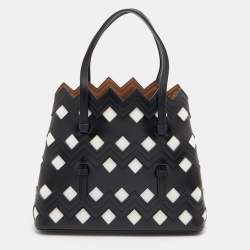 Alaia Black/White Leather Laser Cut Tote