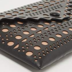 Alaia Black Lasercut Leather Envelope Clutch