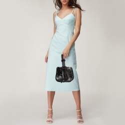 Pre Owned Alaia Black Laser Cut Leather Small Rose Marie Bucket Bag