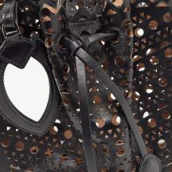 Pre Owned Alaia Black Laser Cut Leather Small Rose Marie Bucket Bag