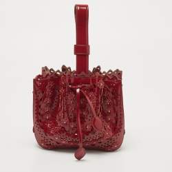 Alaia Burgundy Leather Laser Cut Bucket Bag