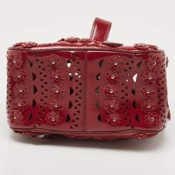 Alaia Burgundy Leather Laser Cut Bucket Bag
