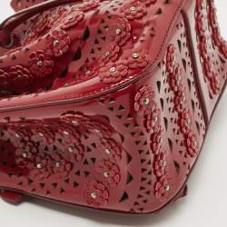 Alaia Burgundy Leather Laser Cut Bucket Bag