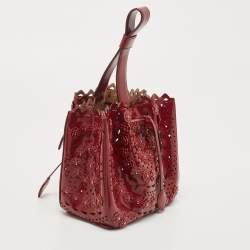 Alaia Burgundy Leather Laser Cut Bucket Bag
