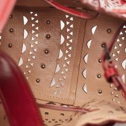 Alaia Burgundy Leather Laser Cut Bucket Bag