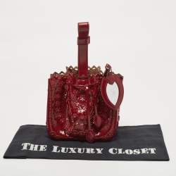 Alaia Burgundy Leather Laser Cut Bucket Bag