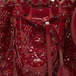 Alaia Burgundy Leather Laser Cut Bucket Bag