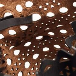 Pre Owned Alaia Black Laser Cut Leather Small Rose Marie Bucket Bag