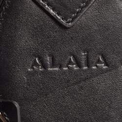 Pre Owned Alaia Black Laser Cut Leather Small Rose Marie Bucket Bag