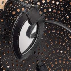 Alaia Black Leather Laser Cut Mina Tote
