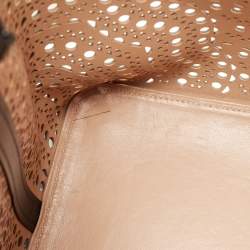 Alaia Black Leather Laser Cut Mina Tote