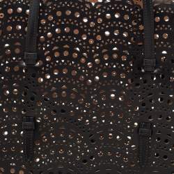 Alaia Black Leather Laser Cut Mina Tote