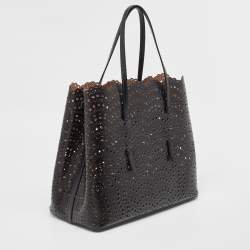 Alaia Black Leather Laser Cut Mina Tote