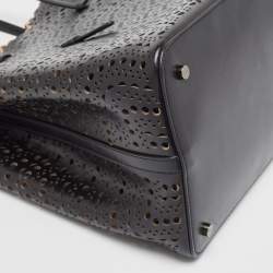 Alaia Black Leather Laser Cut Mina Tote