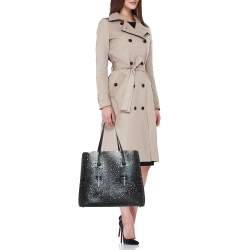 Alaia Black Leather Laser Cut Mina Tote