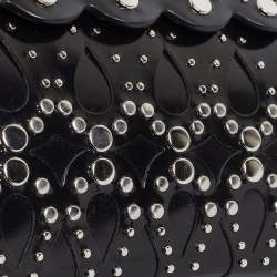Pre Owned Alaia Black Patent Leather Studded Flap Clutch 