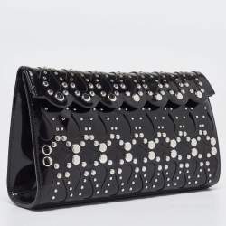 Pre Owned Alaia Black Patent Leather Studded Flap Clutch 