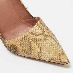 Alaia Beige/Brown Python Leather Pointed Toe Pumps Size 39