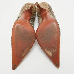 Alaia Beige/Brown Python Leather Pointed Toe Pumps Size 39