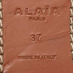 Pre Owned Alaia Beige Cutout Leather Flat Sandals Size 37