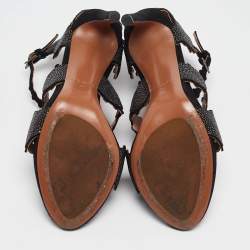 Pre Owned Alaia Black Suede Ankle Strap Sandals Size 37