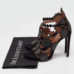 Pre Owned Alaia Black Suede Ankle Strap Sandals Size 37