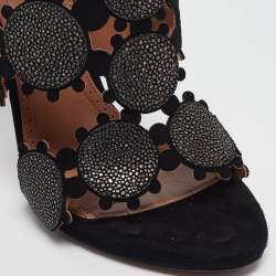 Pre Owned Alaia Black Suede Ankle Strap Sandals Size 37