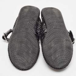 Pre Owned Alaia Black Fishnet and Patent Leather Ballet Flats Size 38