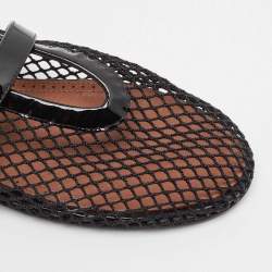 Pre Owned Alaia Black Fishnet and Patent Leather Ballet Flats Size 38