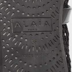 Pre Owned Alaia Black Fishnet and Patent Leather Ballet Flats Size 38