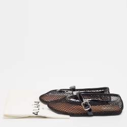 Pre Owned Alaia Black Mesh and Patent Leather Angele Ballet Flats Size 39