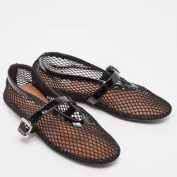 Pre Owned Alaia Black Mesh and Patent Leather Angele Ballet Flats Size 39