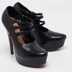 Alaia Black Leather Platform Mary Jane Pumps Size 38