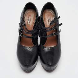 Alaia Black Leather Platform Mary Jane Pumps Size 38