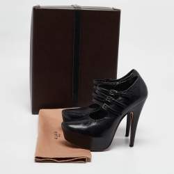 Alaia Black Leather Platform Mary Jane Pumps Size 38
