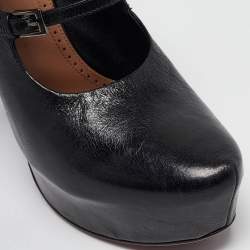 Alaia Black Leather Platform Mary Jane Pumps Size 38