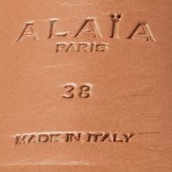 Alaia Beige/Grey Embossed Lizard Laser Cut Peep Toe Platform Pumps Size 38
