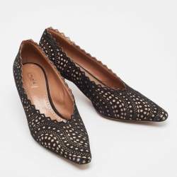 Pre Owned Alaia Black/Beige Suede Pointed Toe Pumps Size 39