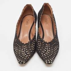 Pre Owned Alaia Black/Beige Suede Pointed Toe Pumps Size 39