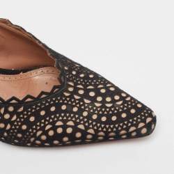 Pre Owned Alaia Black/Beige Suede Pointed Toe Pumps Size 39