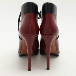 Alaia Burgundy Leather Lace Up Platform Booties Size 39.5