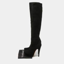 Pre Owned Alaia Black Suede Knee Length Boots Size 36
