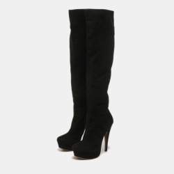 Pre Owned Alaia Black Suede Knee Length Boots Size 36
