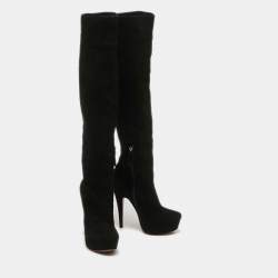 Pre Owned Alaia Black Suede Knee Length Boots Size 36
