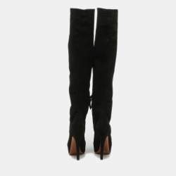 Pre Owned Alaia Black Suede Knee Length Boots Size 36