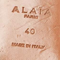 Pre Owned Alaia Black Laser Cut Suede Crystal Embellished Flat Sandals Size 40