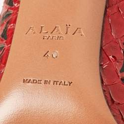 Alaia Red Laser Cut Python Peep Toe Booties Size 40