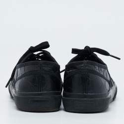 Alaia Black Croc Embossed Leather Superga Low Top Sneakers Size 39