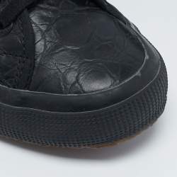 Alaia Black Croc Embossed Leather Superga Low Top Sneakers Size 39
