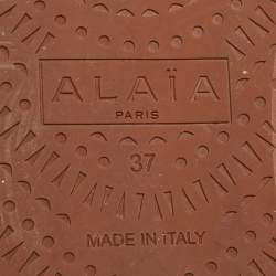 Pre Owned Alaia White Leather Crystal Embellished Mary Jane Ballet Flats Size 37